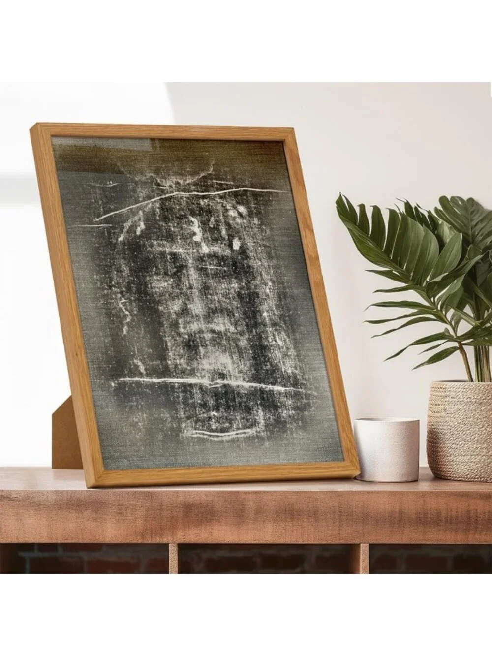 Large Framed Jesus Wall Art - 11x14 Shroud of Turin Poster, Christian Decor